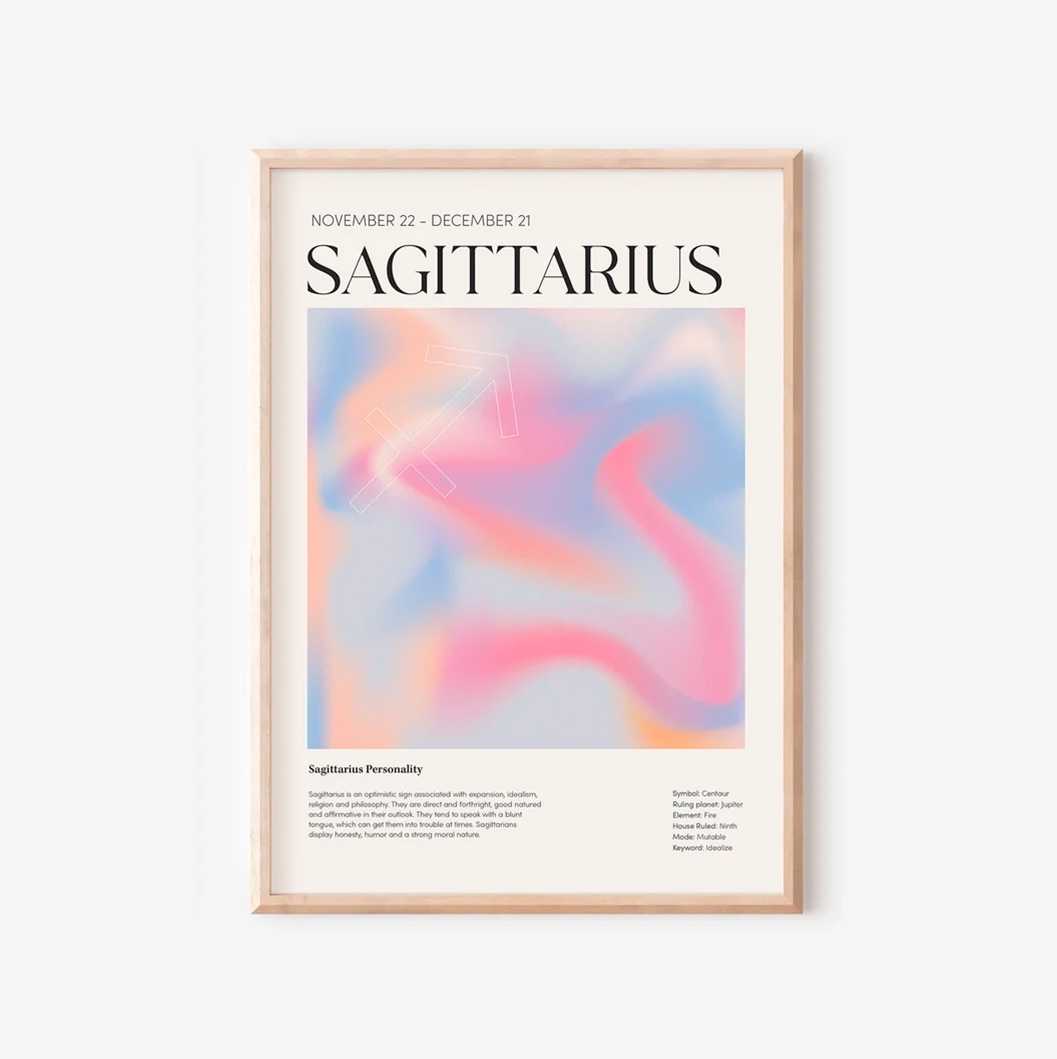 Sagittarius - Farverig stjernetegns plakat Ellens Shop